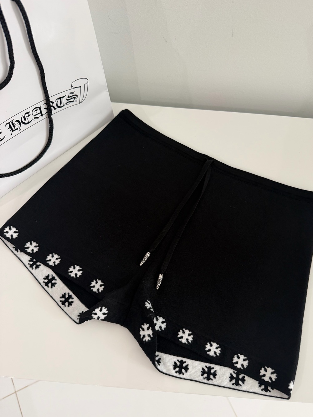 Chrome Hearts Black Women's Shorts with White Floral Trim - Picture 2 of 7